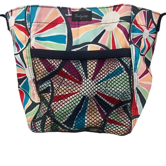 Thirty-One Bags All In One Navy Blue Colorful "C" Pinwheel Party Organizer Tote - Picture 3 of 7